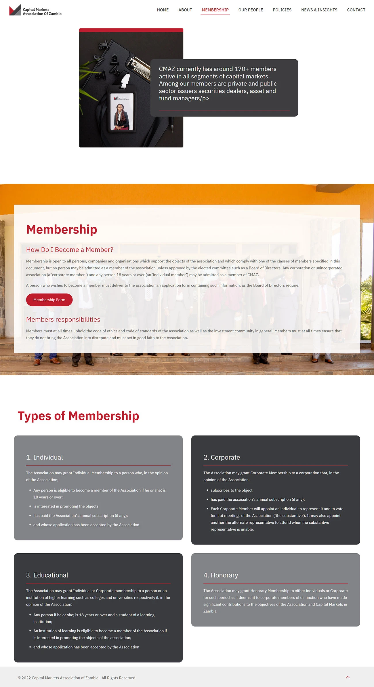 Capital Markets Association of Zambia: Membership webpage