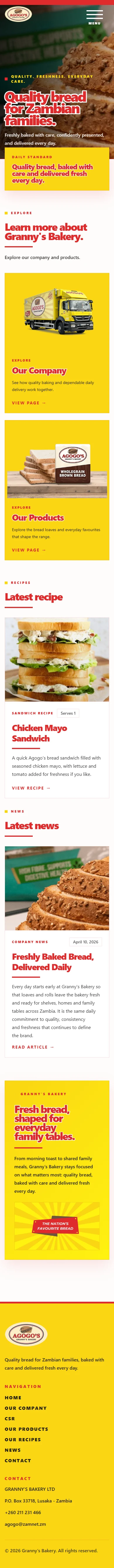 Granny’s Bakery: Responsive mobile homepage