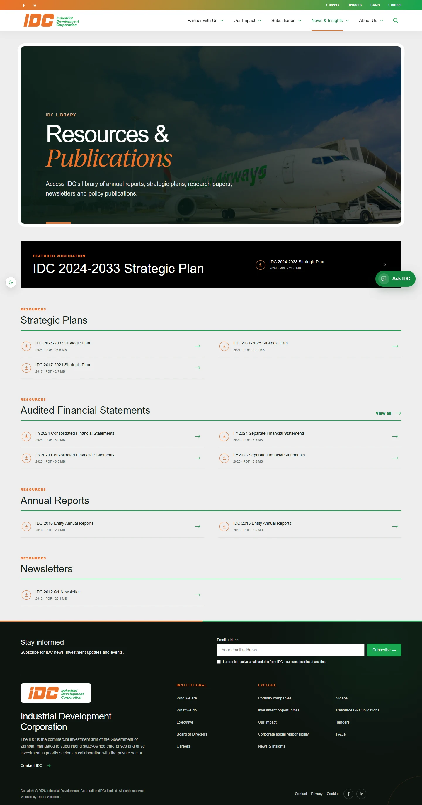 Industrial Development Corporation: Resources and publications organised for browsing