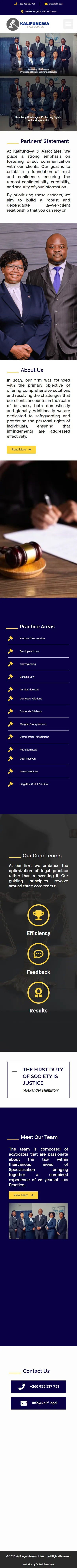 Kalifungwa & Associates: Responsive mobile homepage