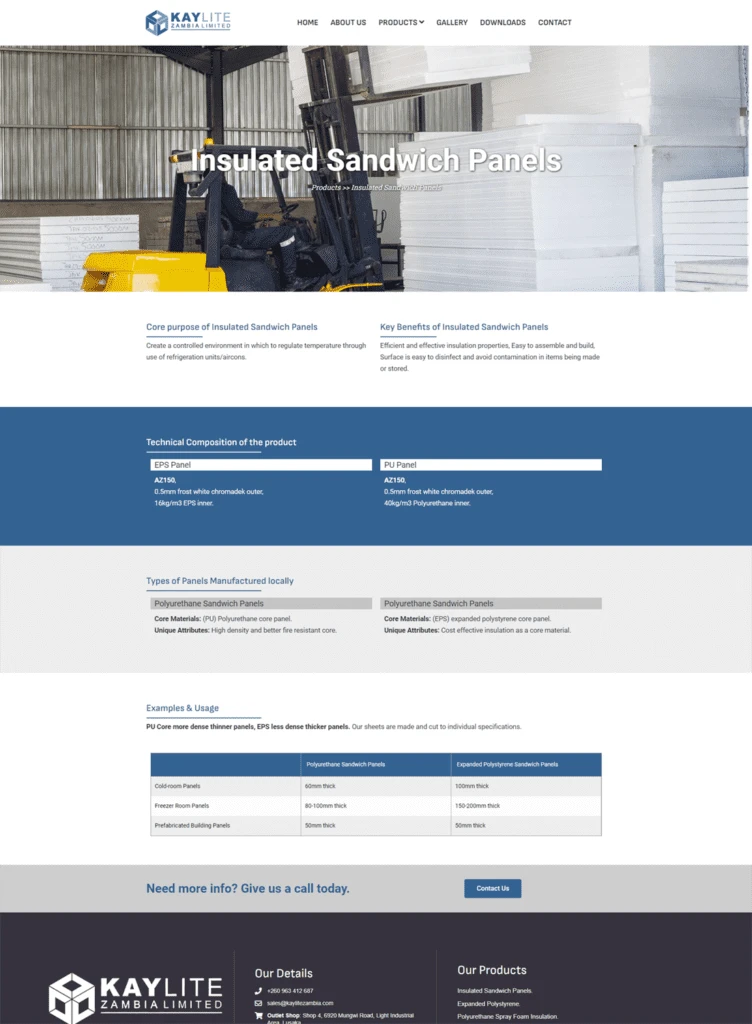Kaylite Zambia: Insulated sandwich panels webpage