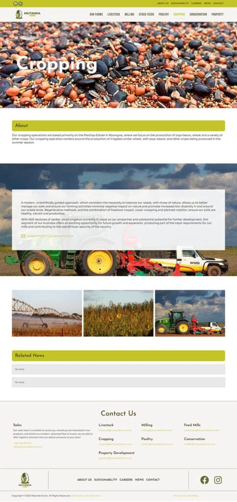 Mutanda Farms: Cropping operations webpage