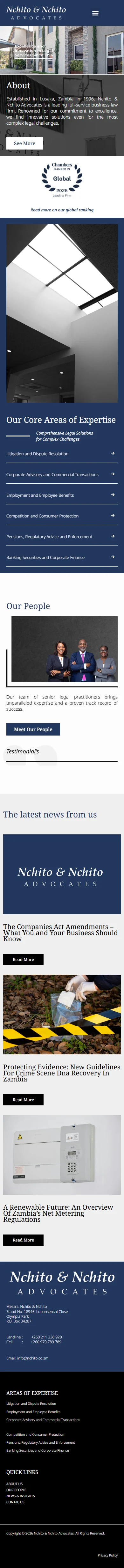 Nchito & Nchito Advocates: Responsive mobile homepage