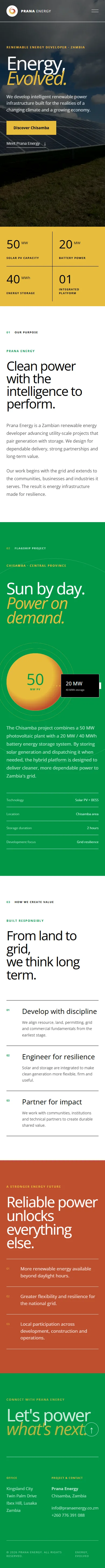 Prana Energy: Responsive mobile homepage