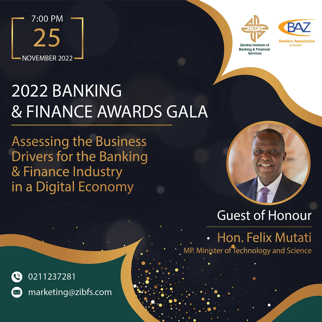 Zambia Institute of Banking & Financial Services: 2022 Banking and Finance Awards gala artwork